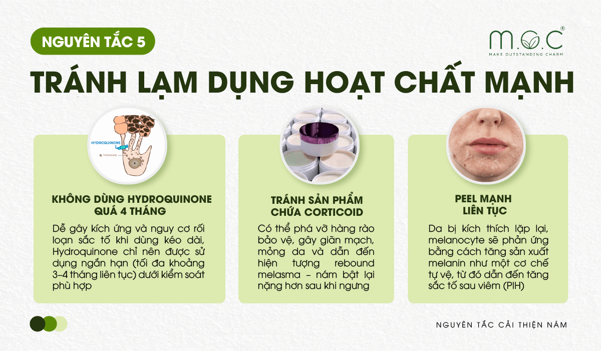 Nguyên tắc 5 cải thiện sắc tố melanin: Tránh lạm dụng hoạt chất mạnh