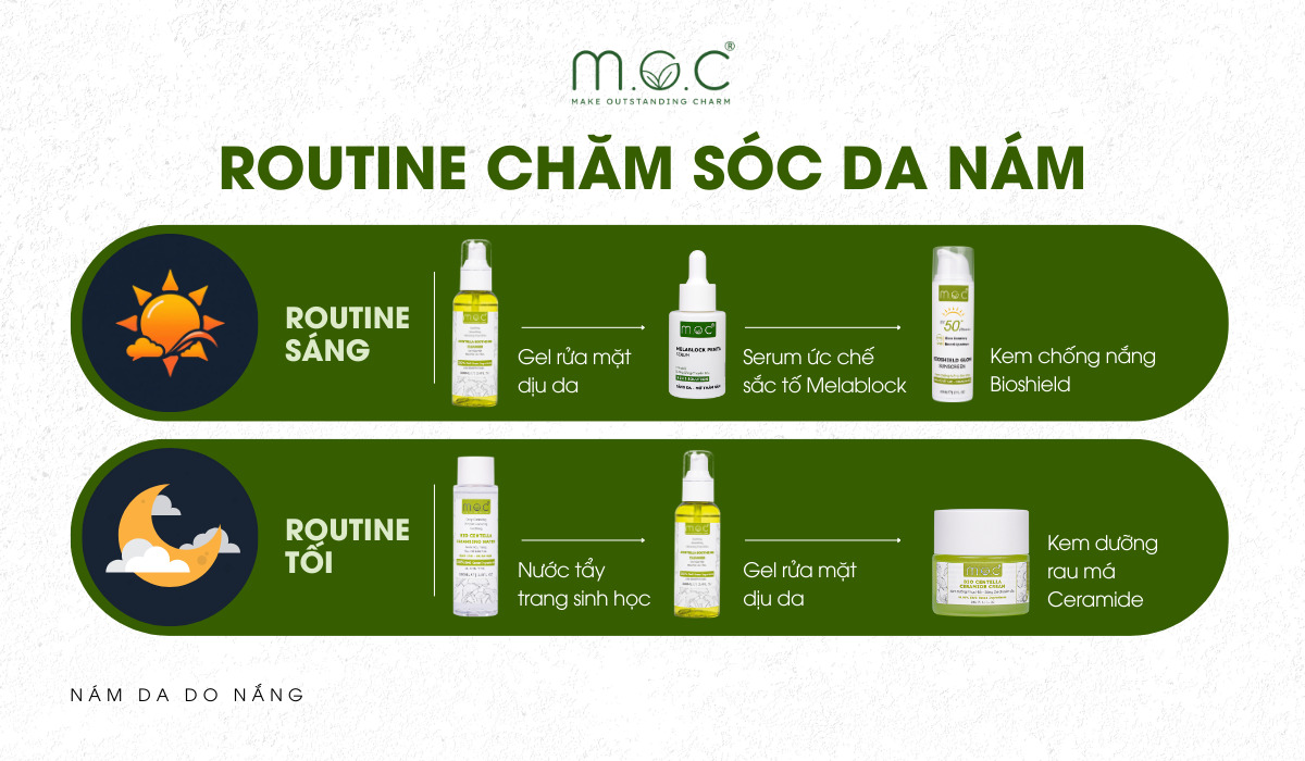 Gợi ý routine chăm sóc da nám do nắng